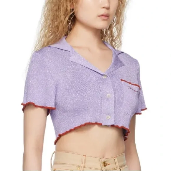 Jacquemus Lavender Cropped Button Up. Worn once size: FR 46 - Picture 4 of 5